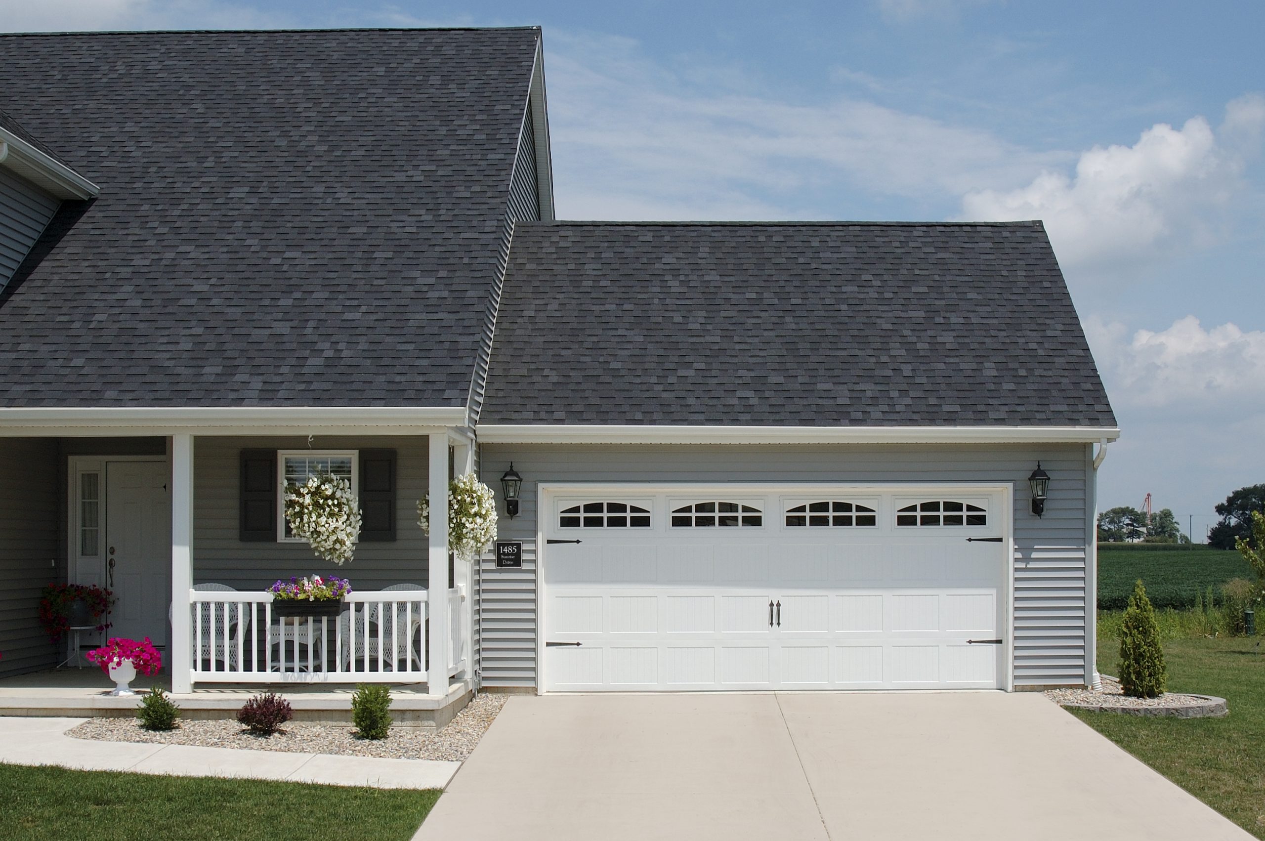 White CHI garage door with windows