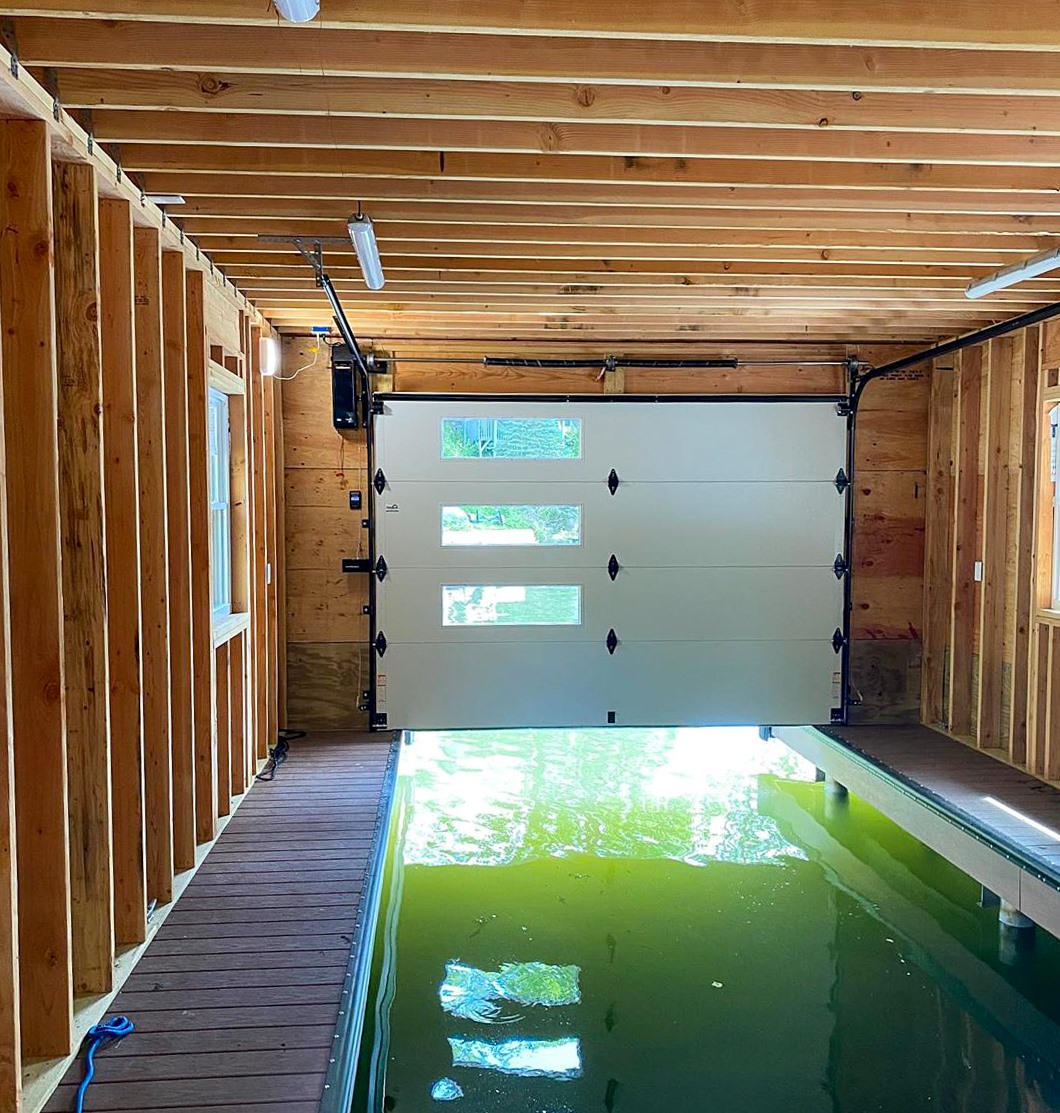 Boathouse door with windows